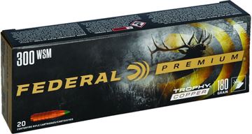 Picture of Federal P300WSMTC1 Premium Trophy Copper Rifle Ammo 300 WSM, T-Copper 180 Grains, 2960 fps, 20, Boxed