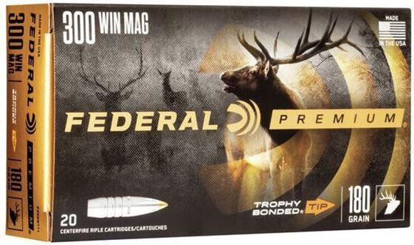 Picture of Federal P300WTT1 Premium Vital-Shok Rifle Ammo 300 WIN MAG, Trophy Bonded Tip, 180 Grains, 2960 fps, 20, Boxed