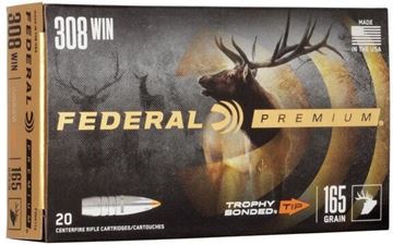 Picture of Federal P308TT2 Premium Vital-Shok Rifle Ammo 308 WIN, Trophy Bonded Tip, 165 Grains, 2700 fps, 20, Boxed