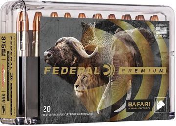 Picture of Federal Premium Cape-Shok Rifle Ammo - 375 H&H Mag, 300Gr, Swift A-Frame, 20rds Box, 2450 fps