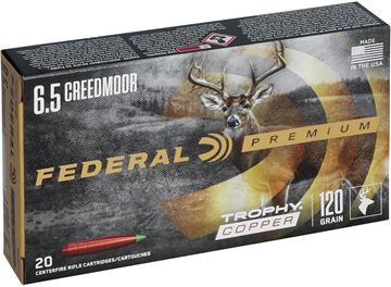 Picture of Federal P65CRDTC1 Premium Trophy Copper Rifle Ammo 6.5 CREED T-Copper, 120 Grains, 2800fps, 20, Boxed