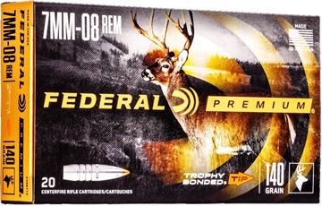 Picture of Federal Vital-Shok Rifle Ammo - 7mm-08 Rem, 140Gr, Trophy Bonded Tip, 20rds Box