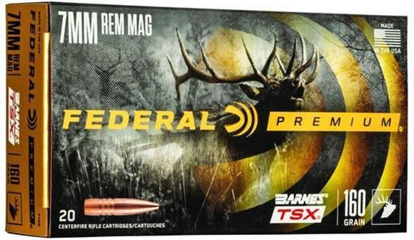 Picture of Federal P7RN Premium Barnes TSX Rifle Ammo, 7mm, 160 Grain, 20 Rounds Per Box