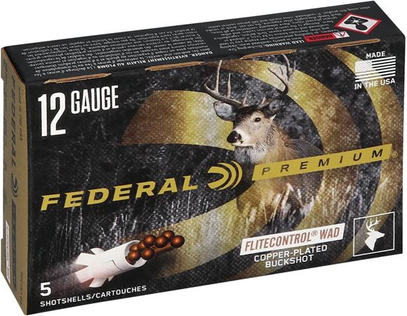 Picture of Federal PFC157 00 Premium Vital-Shok Buckshot 12 GA, 3 in 00B, 12 Pellets, 1325 fps, 5 Rounds, Boxed