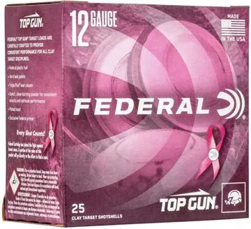 Picture of Federal Top Gun Target Load Shotgun Ammo - 12Ga, 2-3/4", 2-3/4DE, 1-1/8oz, #8, Pink, 25rds Box