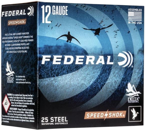 Picture of Federal WF145 6 Speed Shok Waterfowl Shotshell 12 GA 2 3/4" 1 1/8oz 6 25 Rnd per Box