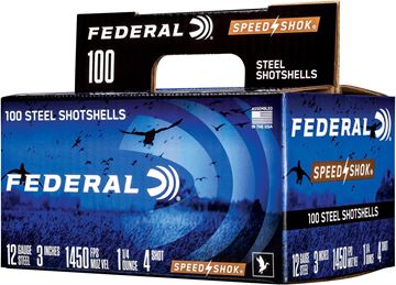 Picture of Federal WF142100 4 Speed Shok Waterfowl Shotshell, 12 Ga, 3" 1-1/4oz, 1450fps #4, 100 Pack