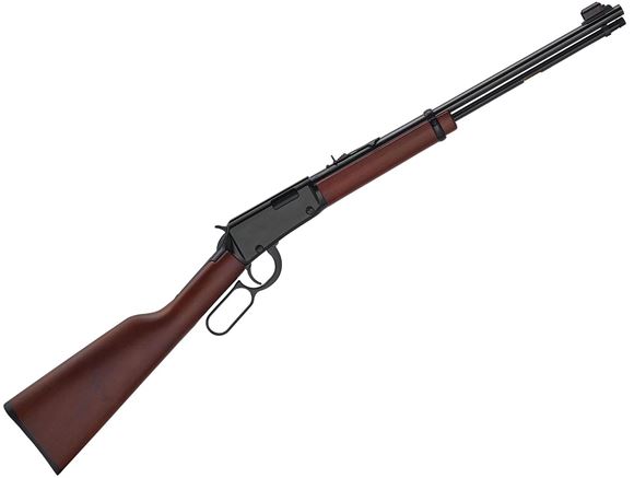 Picture of Henry Classic Rimfire Lever Action Rifle - 22 S/L/LR, 18-1/4", Blued, Straight-Grip American Walnut Stock, 15rds, Hooded Front & Adjustable Rear Sights