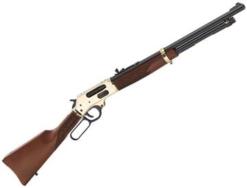 Picture of Henry Repeating Arms Side Gate Lever Action Rifle - 45-70 Gov't, 20", Blued, Brass Receiver, Checkered American Walnut Stock, Adjustable Buckhorn Rear Sight & Ramp Front, 5rds