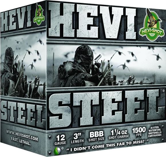 Picture of HEVI-Shot HS60001 Steel Shotshell 12 GA, 3 in, No. 1, 1-1/4oz, 1500 fps, 25 Rnd per Box