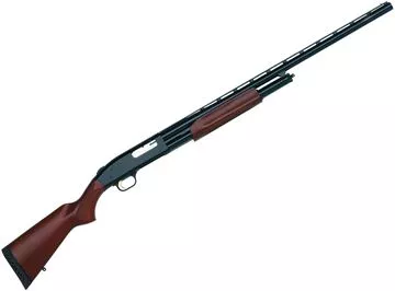 Picture of Mossberg 500 Hunting All Purpose Field Pump Action Shotgun - 12Ga, 3", 28", Vented Rib, Blued, Hardwood Stock, 5rds, Twin Bead Sights, Accu-Set