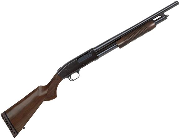 Picture of Mossberg 50429 500 Retrograde Pump Shotgun 12 Ga 18.5" Bbl, Persuader Walnut Stock, Cylinder Bore, 5+1 Shot