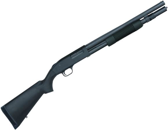 Picture of Mossberg 590 Tactical 7-Shot Pump Action Shotgun - 12Ga, 3", 18.5", Matte Blued, Black Synthetic Stock, 6rds, Front Bead Sight, Fixed Cylinder