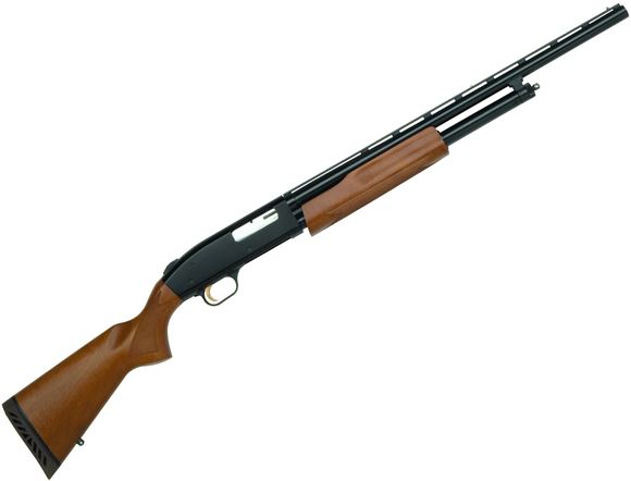 Picture of Mossberg 500 Crown Grade Bantam Pump Action Shotgun - 20Ga, 3", 22", Vented Rib, Blued, Wood Stock & Forend, 5rds, Bead Sight, Accu-Set Chokes (F,M,IC)