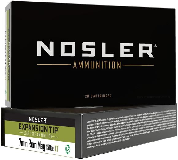 Picture of Nosler 40032 E-Tip Rifle Ammo 7mm Rem Mag 150 gr 20ct Solid Copper