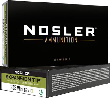 Picture of Nosler 40035 E-Tip Rifle Ammo 308 Win 168gr 20ct Solid Copper