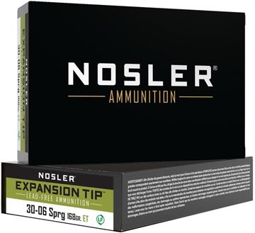 Picture of Nosler 40036 E-Tip Rifle Ammo 30-06 Spg 168 gr 20 ct Solid Copper