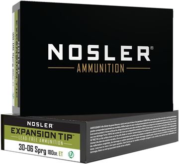 Picture of Nosler 40037 E-Tip Rifle Ammo 30-06 Spg 180 gr 20 ct Solid Copper