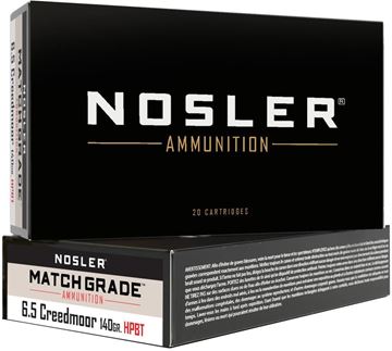 Picture of Nosler 43455 Match Grade Rifle Ammo 6.5 Creedmoor 140gr Custom Competition HPBT (20 ct.)