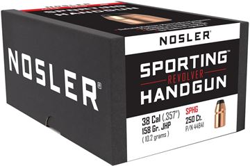 Picture of Nosler 44841 Handgun Bullets 38Cal 158Gr Sporting JHP .357 Bulk Pack 250Bx