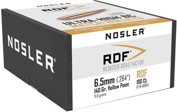 Picture of Nosler 49824 RDF Reduced Drag Factor Rifle Bullets 6.5mm 140 HPBT Bullets (100 ct)