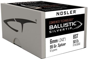 Picture of Nosler 51040 Rifle Bullets 6mm 95Gr Ballistic Silvertip Spitzer .243 50Bx