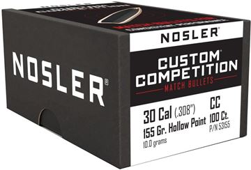 Picture of Nosler 53155 Custom Competition Rifle Bullets 30Cal 155Gr HPBT .308 100Bx