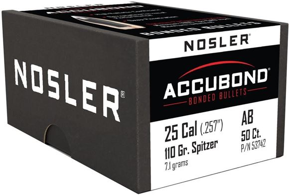 Picture of Nosler 53742 Accubond Rifle Bullets 25Cal 110Gr .257 50Bx