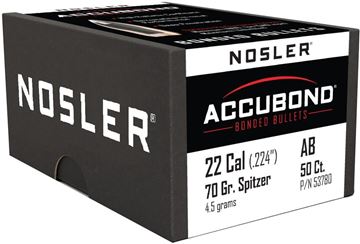 Picture of Nosler 53780 Accubond Rifle Bullets 22 Cal 70gr (50 ct,)