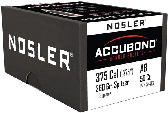 Picture of Nosler Bullets, AccuBond - 375 Caliber (.375"), 260Gr, Spitzer w/Cannelure, 50ct Box