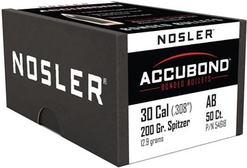 Picture of Nosler 54618 Accubond Rifle Bullets 30Cal 200Gr .308 50Bx