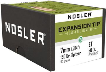 Picture of Nosler 59426 E-Tip Lead Free Rifle Bullets 7mm Cal 150gr Spitzer 7mm 50bx