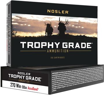 Picture of Nosler 60025 Trophy Grade Rifle Ammo, 270 Winchester 130gr AccuBond (20 ct.)