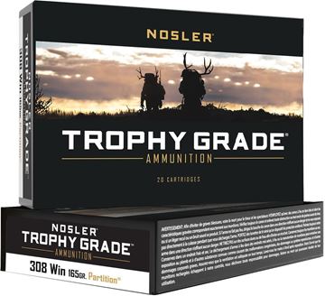 Picture of Nosler 60053 Trophy Grade Rifle Ammo, 308 Winchester 165gr Partition (20 ct.)