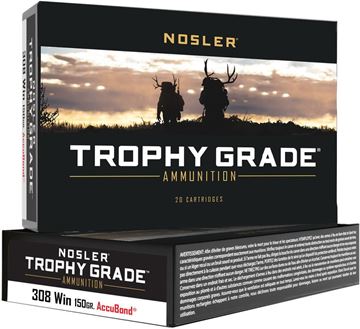 Picture of Nosler 60056 Trophy Grade Rifle Ammo, 308 Winchester 150gr AccuBond (20 ct.)