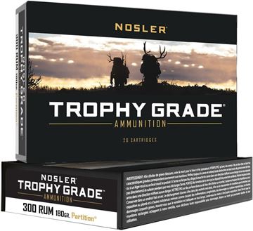 Picture of Nosler 60066 Trophy Grade Rifle Ammo, 300 RUM 180gr Partition (20 ct.)