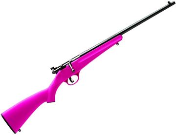 Picture of Savage 13780 Rascal Youth Bolt Action Rifle 22 LR, RH, 16.125 in Satin Blued, Pink Synthetic Stock, 1 Rnd, Accu-Trigger