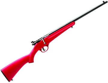 Picture of Savage 13795 Rascal Youth Bolt Action Rifle 22 LR, RH, 16.125 in Satin Blued, Red Synthetic Stock, 1 Rnd, Accu-Trigger