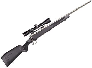 Picture of Savage Arms Model 110 Apex Storm XP Bolt Action Rifle - 6.5 PRC, 24", Stainless, Black Synthetic Stock, Adjustable LOP, 4rds, With Vortex Crossfire II 3-9x40mm Scope, AccuTrigger