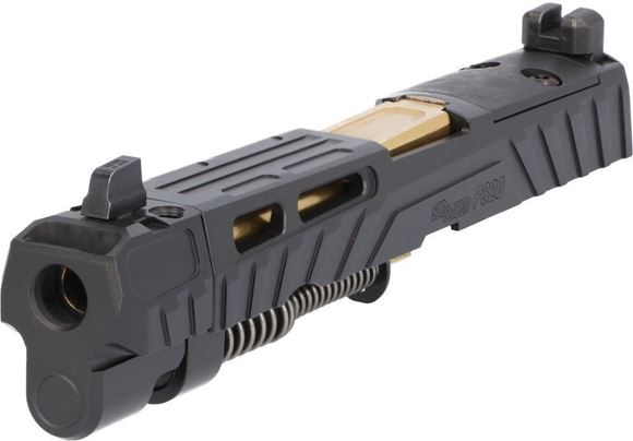 Picture of Sig Custom Works Slide Kit - P320 Spectre Comp Slide And Barrel Assembly, 4.6", 9mm, XRAY3 Suppressor Sights, Gold Barrel, Optic Ready Pro-Cut, Black